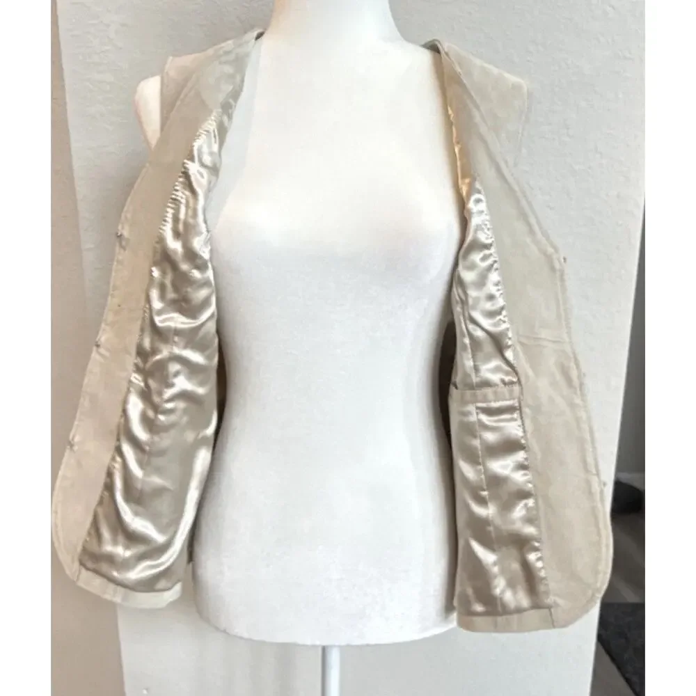 Rare NWT VTG Pamela McCoy Suede Fringe Vest Boho Western Cowgirl Beige Medium